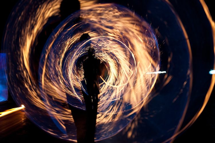 Silhouette of Person Holding Sparkler Digital Wallpaepr