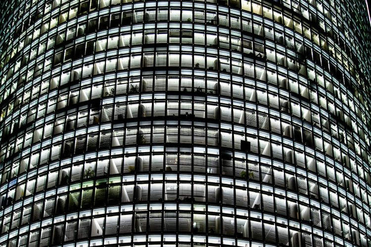 a very tall building with lots of windows